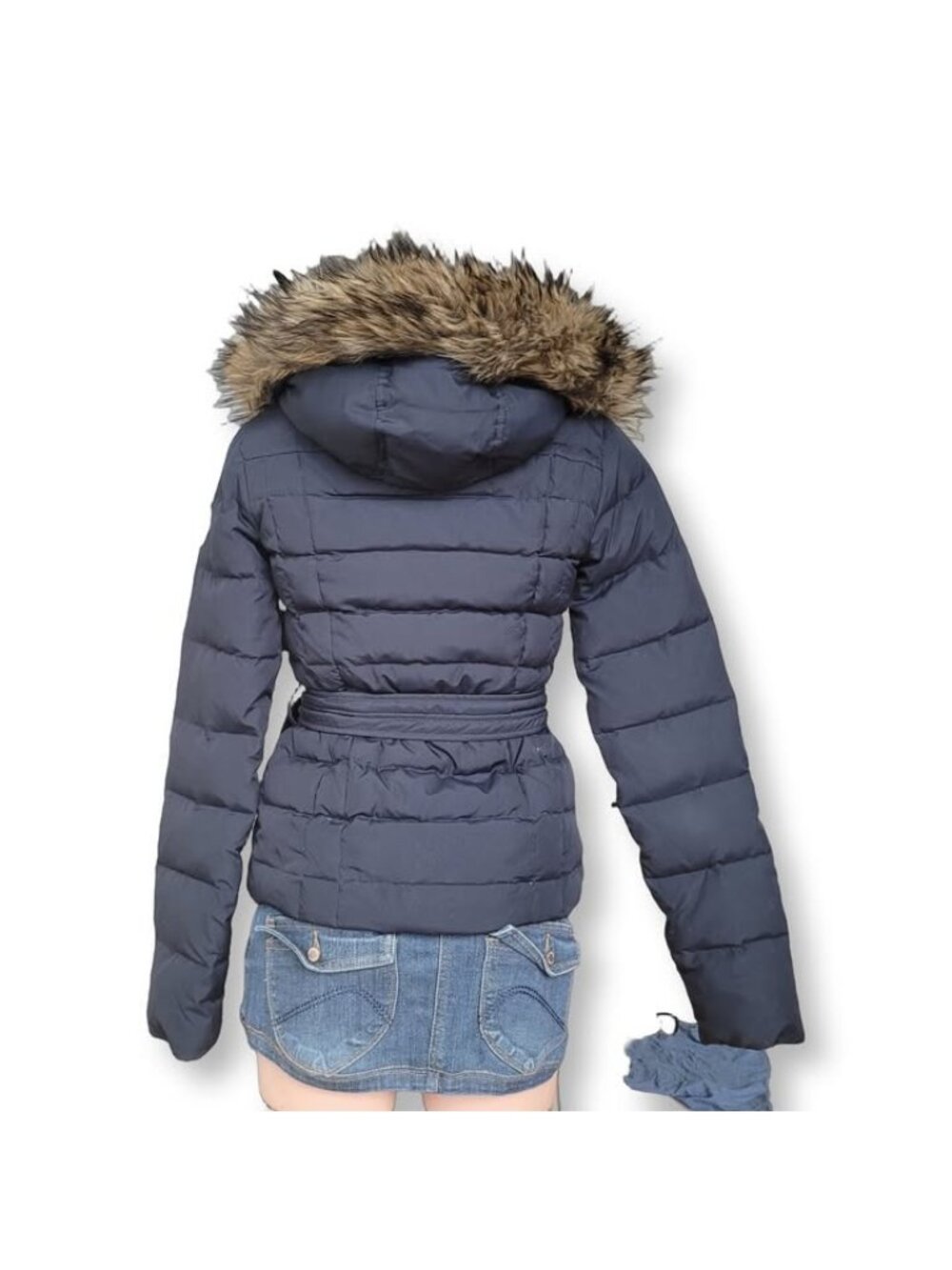 ABERCROMBIE Belton Fur Short Puffer Jacket XS - Picture 3 of 9